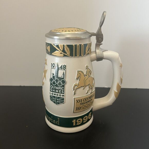 1996 Atlanta Official Centennial Olympic Games Anheuser Busch Lidded Stein w/Box - Picture 2 of 11